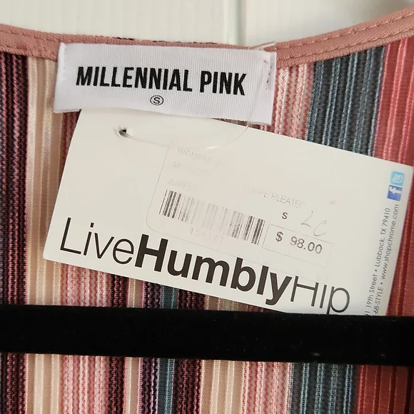 MILLENIAL PINK accordion pleated jumpsuit S wide leg studio 54 disco costume new - Picture 3 of 5